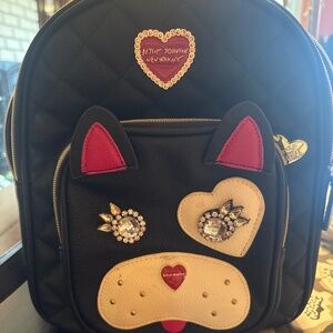 Betsy Johnson Mini leather dog backpack